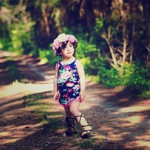Floral Romper with Matching Head Band